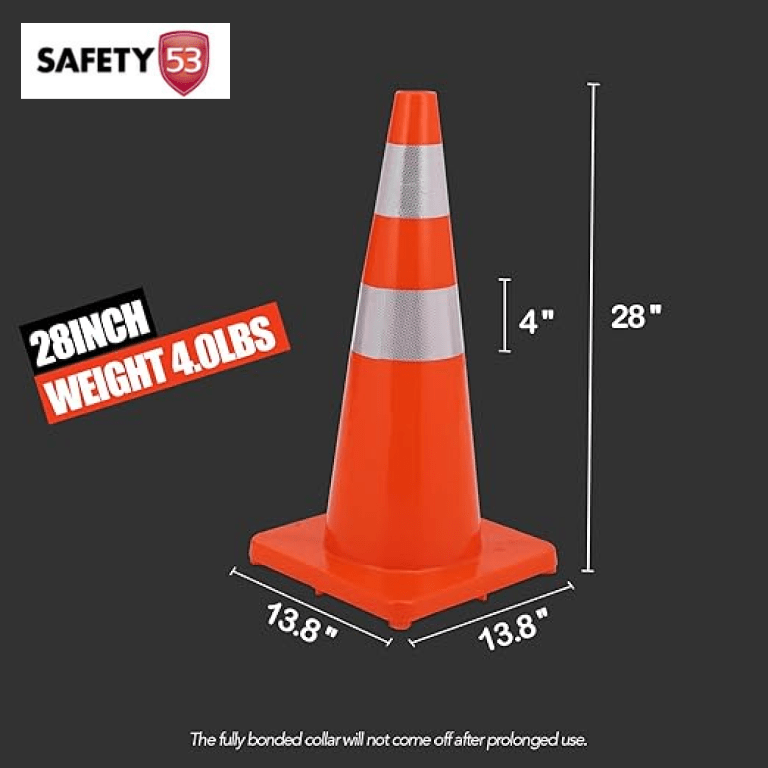 28 Inch Orange Safety Traffic Cone with Reflective Collar
