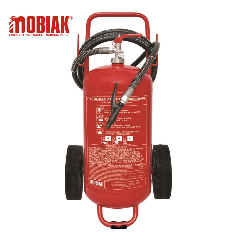 Mobiak 50kg ABC Dry Powder Welded Trolley Fire Extinguisher