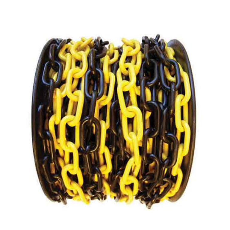 Hacsons 8mm Yellow and Black Plastic Barricade Safety Chain 20m