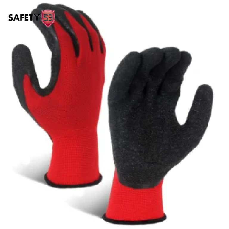 Crinkle Latex Rubber Hand Coated Safety Work Gloves
