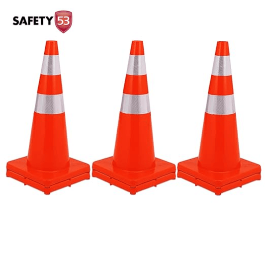 28 Inch Orange Safety Traffic Cone with Reflective Collar
