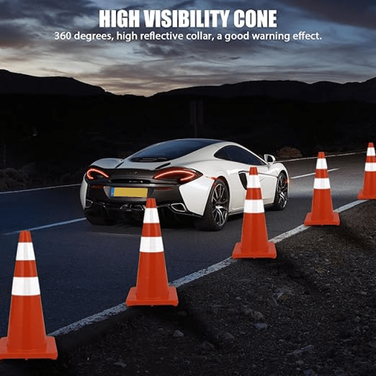 28 Inch Orange Safety Traffic Cone with Reflective Collar