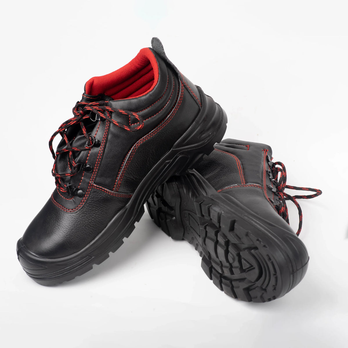 Protecto Steel Toe Leather Safety Shoes with Anti-Slip Rubber Sole