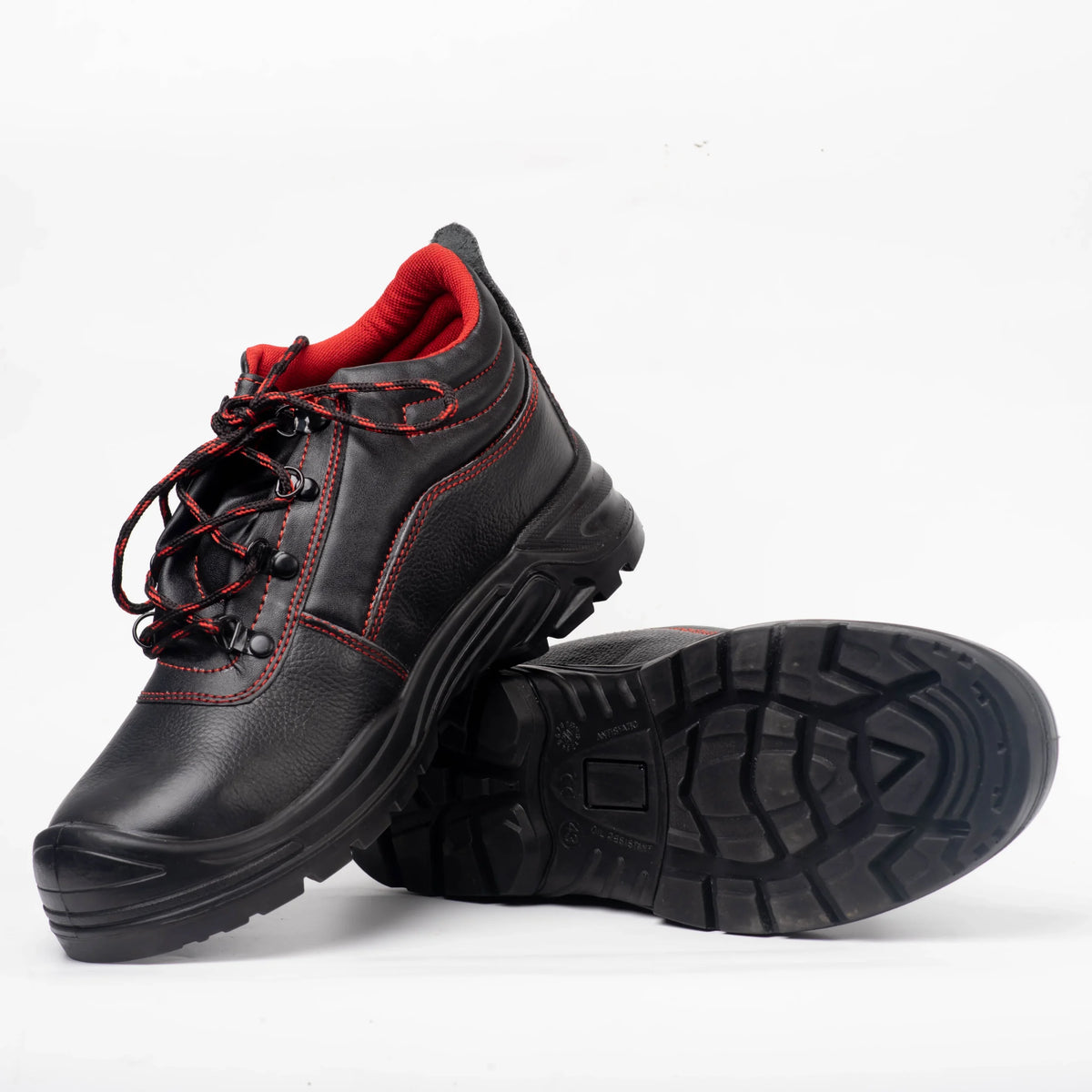 Protecto Steel Toe Leather Safety Shoes with Anti-Slip Rubber Sole