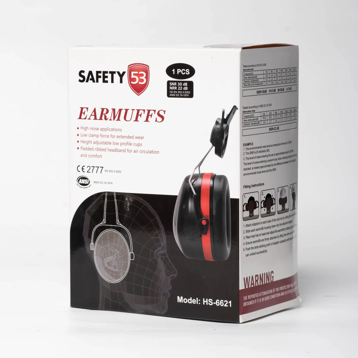 Safety 53 HS-6622 Professional Noise Reduction Earmuffs 31dB SNR