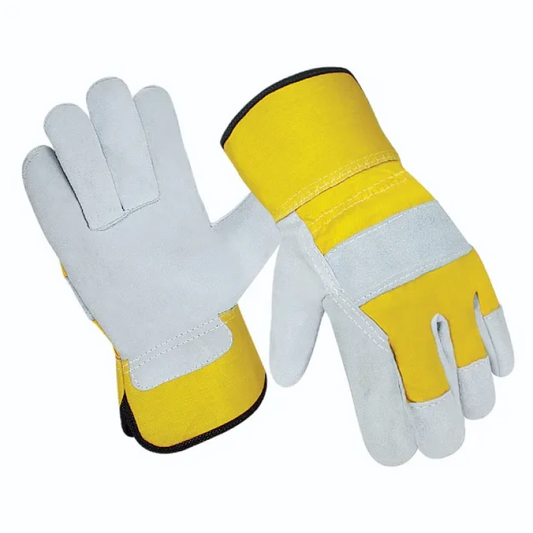 Durable Cow Split Leather Safety Gloves with Warm Fleece Lining