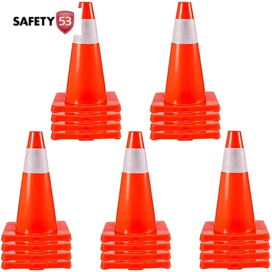Reflective 18 Inch Safety Traffic Cone with Heavy Rubber Base