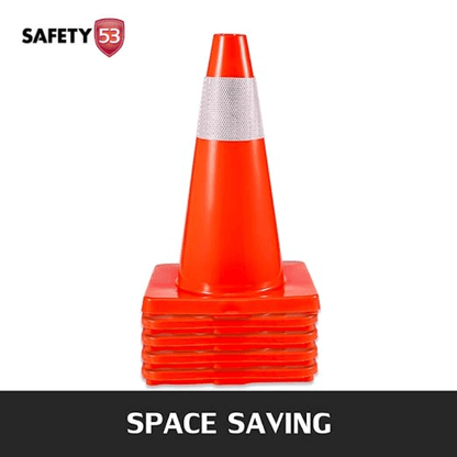 Reflective 18 Inch Safety Traffic Cone with Heavy Rubber Base