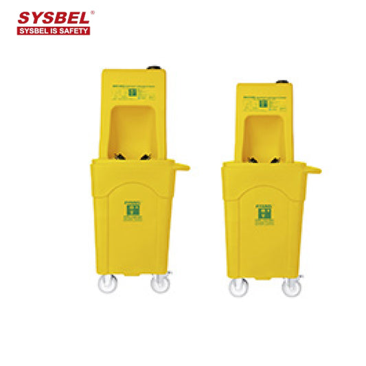 SYSBEL 30L Portable Eyewash Station with Mobile 142L Waste Cart